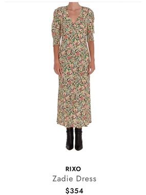 RIXO Zadie Floral V-Neck Midi Dress